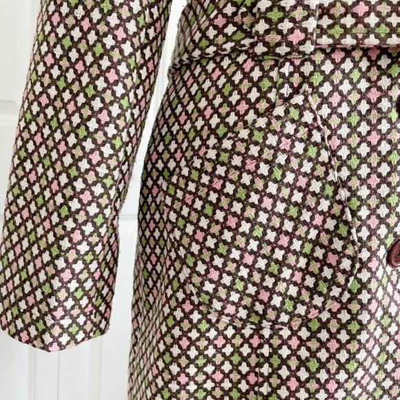 Preppy Pink Green Tweed Coat With Belt (S) Blendshe - Picture 8 of 14